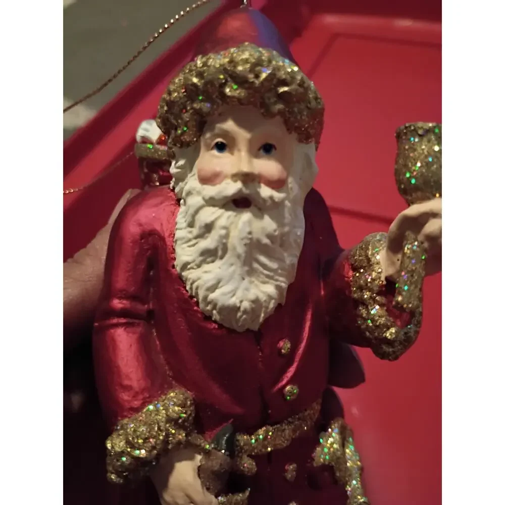 St Nick Glass Christmas Ornament 8 Inches Tall